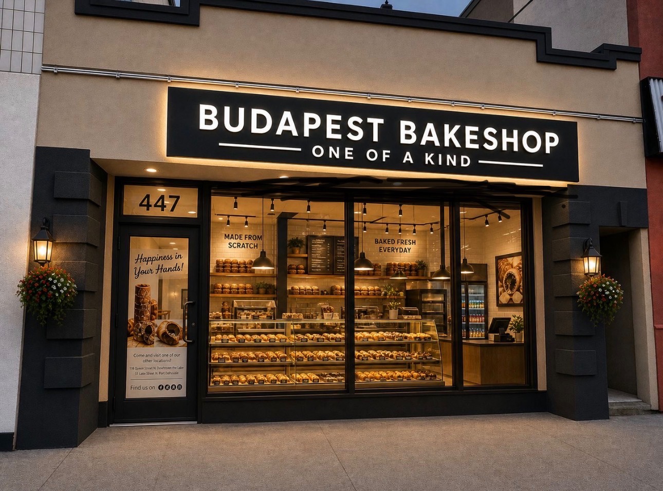 Modern commercial storefront with glass entry system