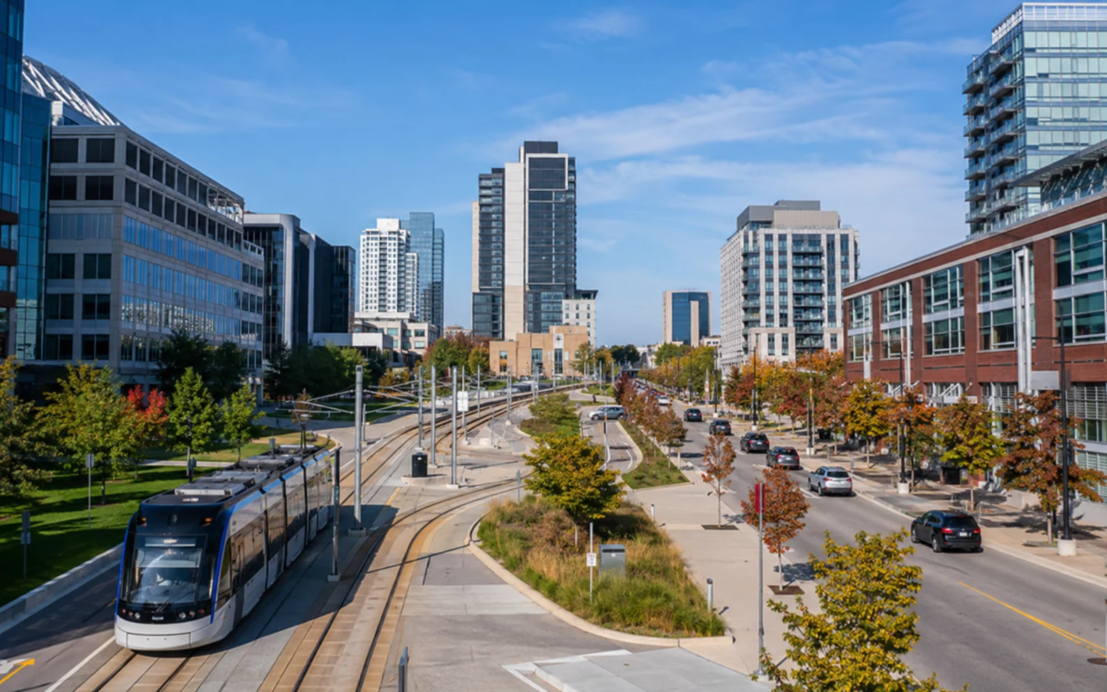 Ontario urban streetscape with modern buildings